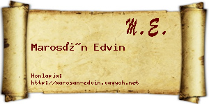 Marosán Edvin névjegykártya
